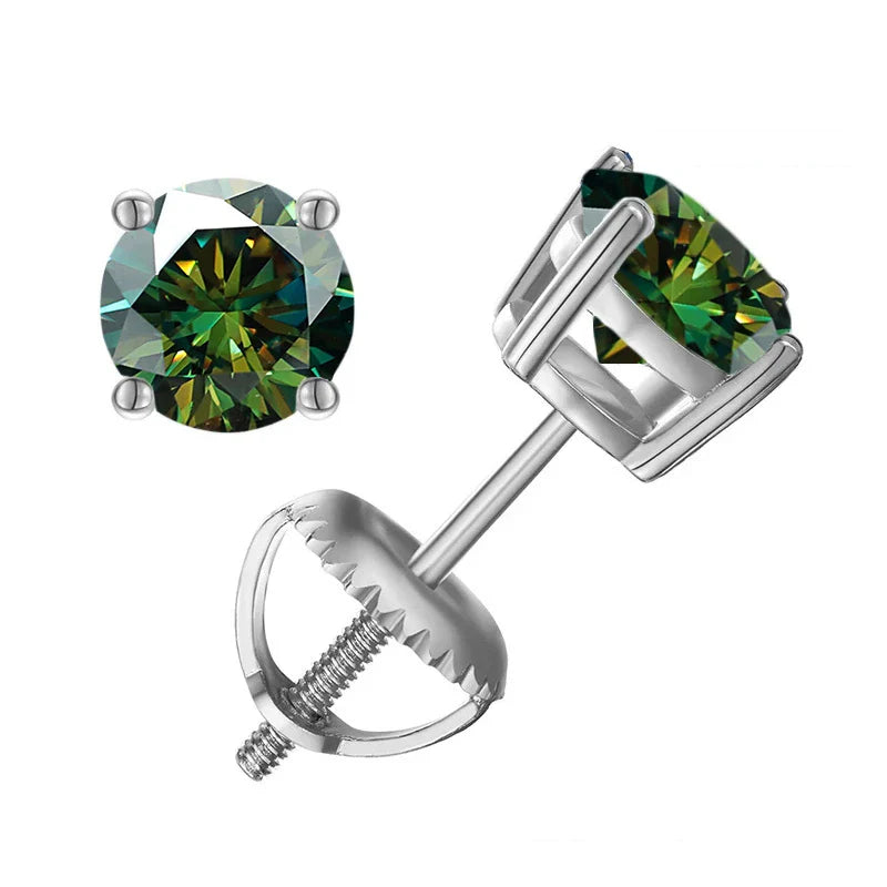 Moissanite Screw-Back Stud Earrings 0.5-2CT Four-Prong S925 Sterling Silver