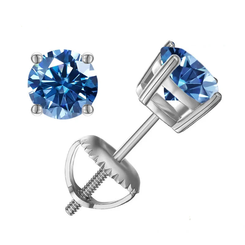 Moissanite Screw-Back Stud Earrings 0.5-2CT Four-Prong S925 Sterling Silver