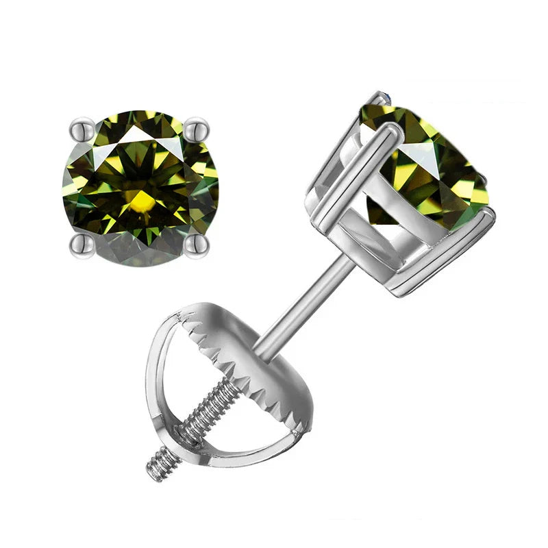 Moissanite Screw-Back Stud Earrings 0.5-2CT Four-Prong S925 Sterling Silver