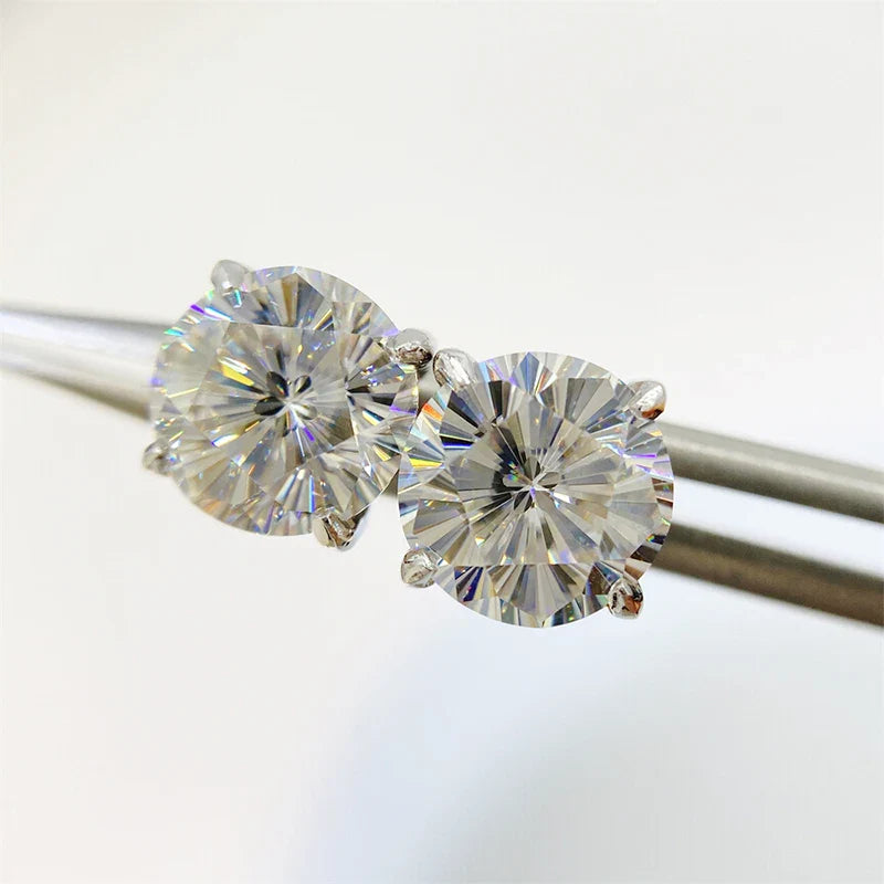 Moissanite Screw-Back Stud Earrings 0.5-2CT Four-Prong S925 Sterling Silver