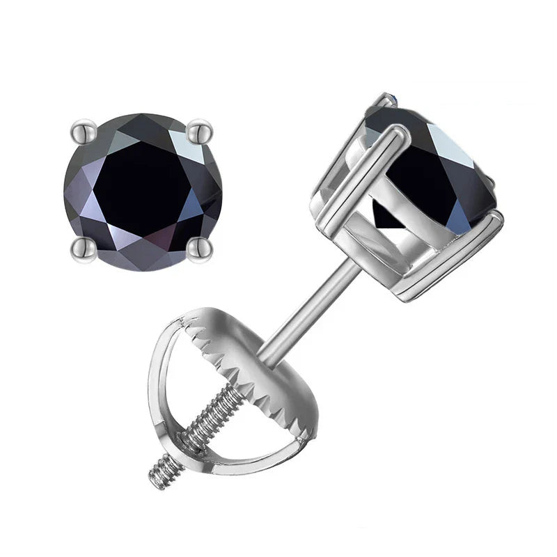 Moissanite Screw-Back Stud Earrings 0.5-2CT Four-Prong S925 Sterling Silver