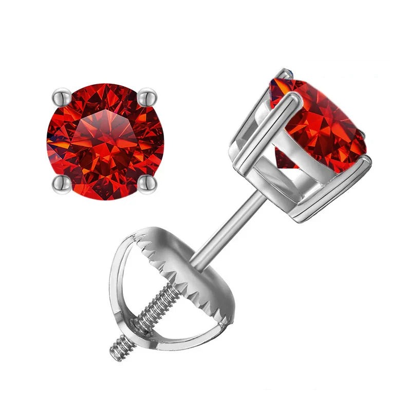 Moissanite Screw-Back Stud Earrings 0.5-2CT Four-Prong S925 Sterling Silver