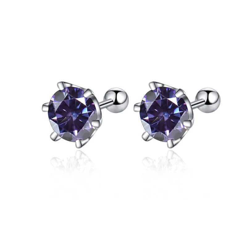 Moissanite Screw Stud Earrings 0.5-2ct D Color 925 Sterling Silver Wedding Studs