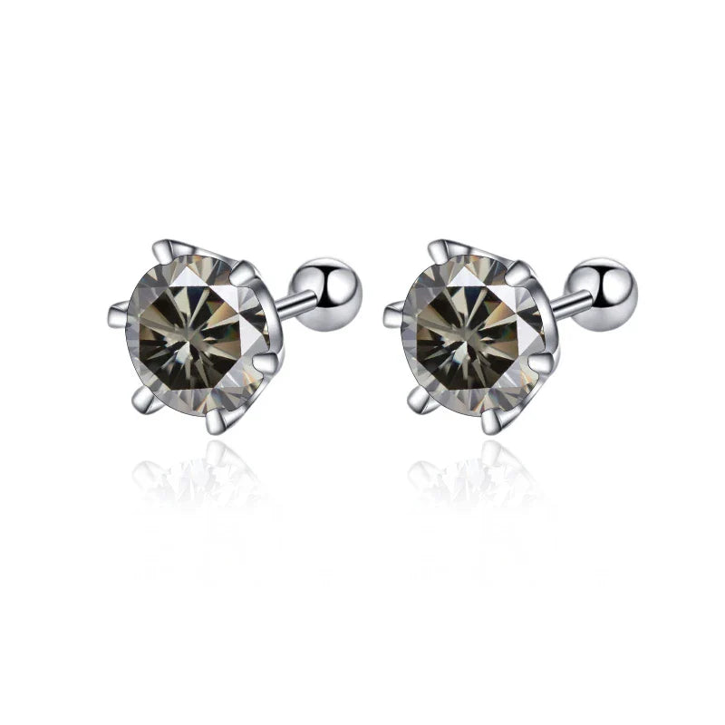 Moissanite Screw Stud Earrings 0.5-2ct D Color 925 Sterling Silver Wedding Studs