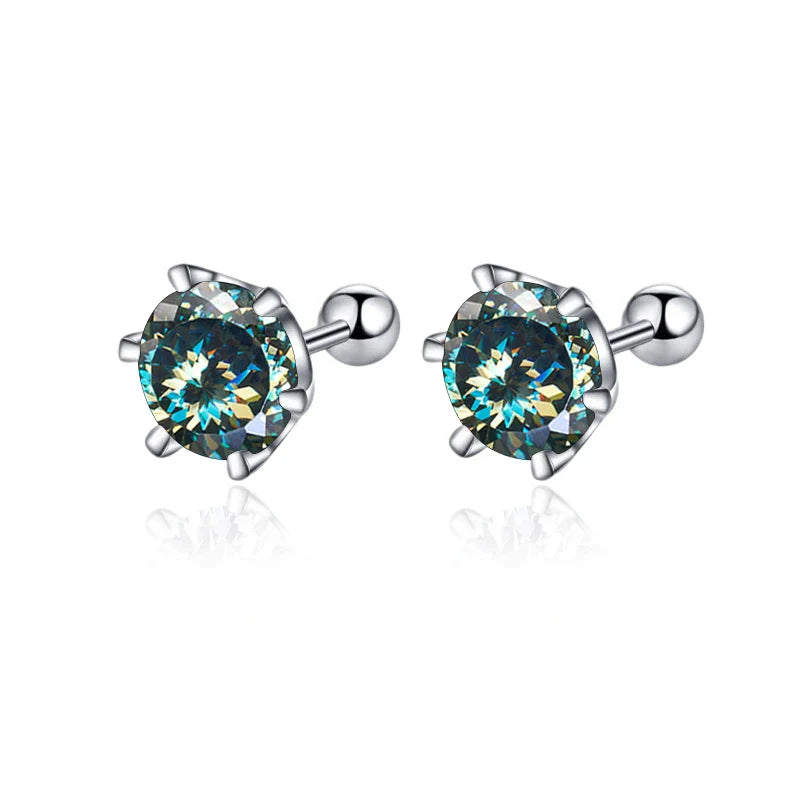 Moissanite Screw Stud Earrings 0.5-2ct D Color 925 Sterling Silver Wedding Studs