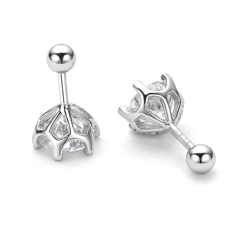 Moissanite Screw Stud Earrings 0.5-2ct D Color 925 Sterling Silver Wedding Studs