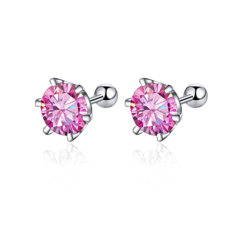 Moissanite Screw Stud Earrings 0.5-2ct D Color 925 Sterling Silver Wedding Studs