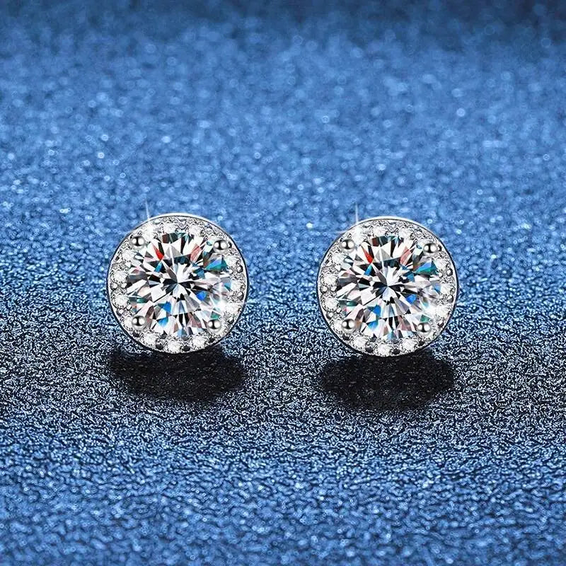 Moissanite Earrings 925 Sterling Silver Clip Stud Luxury Gift For Women