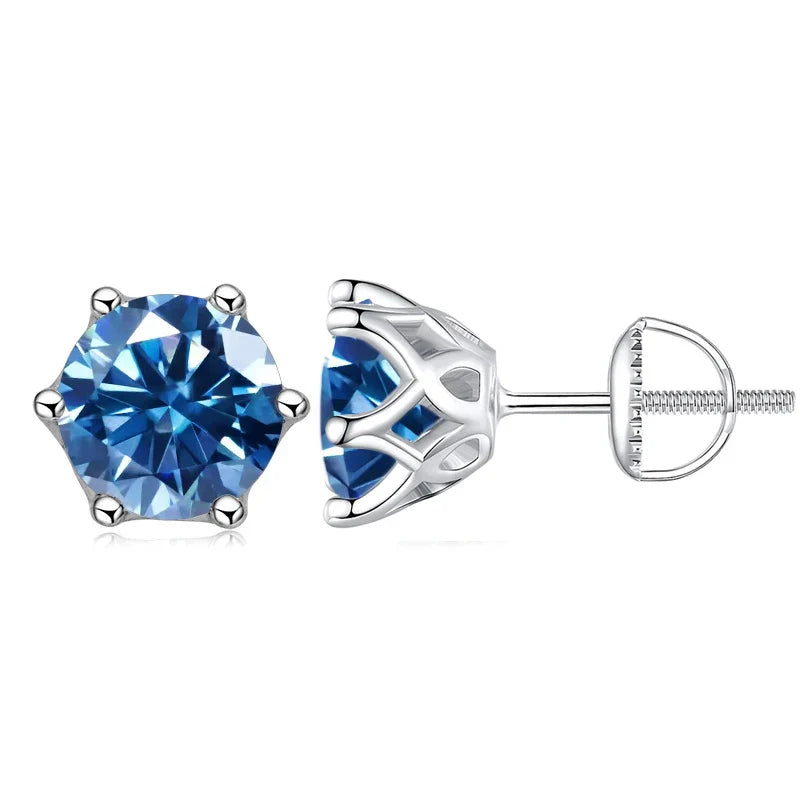 Moissanite Stud Earrings 0.5-2CT S925 Sterling Silver 18K 6-Prong Screw Backs