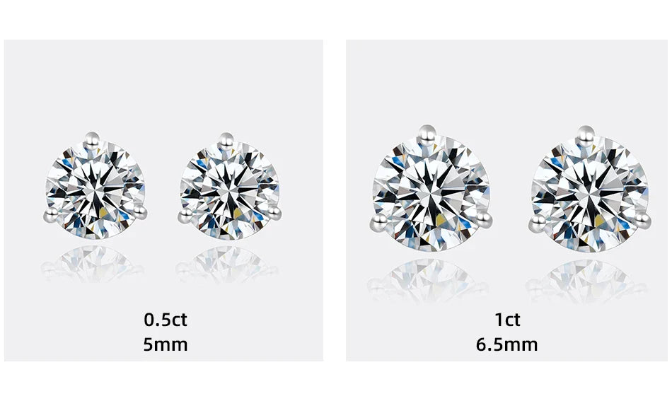 Moissanite Stud Earrings 925 Sterling Silver Small Classic Korean Fashion Gift
