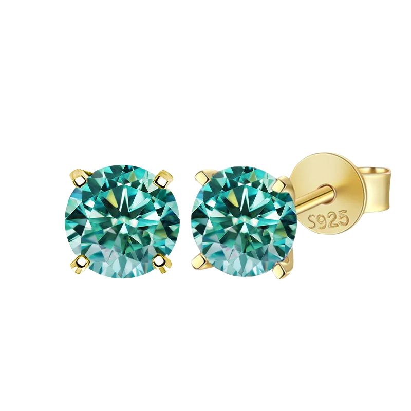 Moissanite Stud Earrings 0.3-3ct Certified S925 Sterling Silver Cyan Colorfast