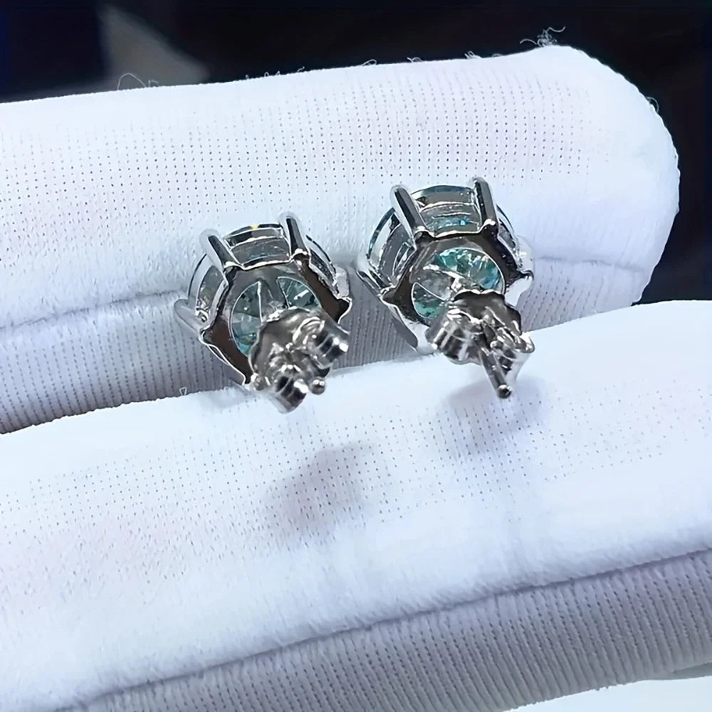 Moissanite Stud Earrings 1-6ct 21 Colors GRA Cert 925 Sterling Silver