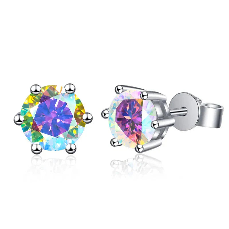 Moissanite Stud Earrings 1-6ct 21 Colors GRA Cert 925 Sterling Silver