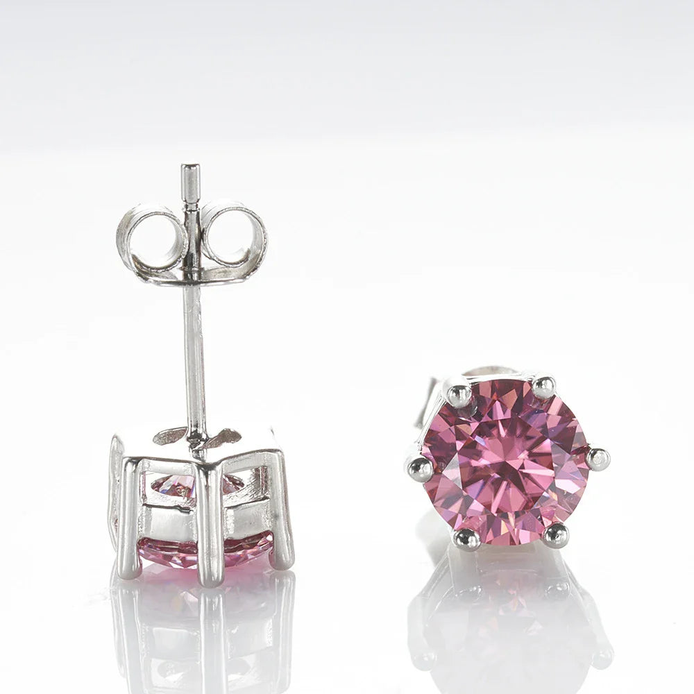 Moissanite Stud Earrings 1-6ct 21 Colors GRA Cert 925 Sterling Silver
