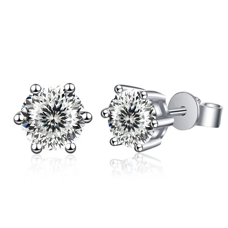 Moissanite Stud Earrings 1-6ct 21 Colors GRA Cert 925 Sterling Silver