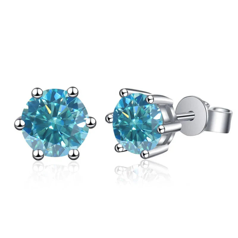 Moissanite Stud Earrings 1-6ct GRA Certified 21 Colors 925 Sterling Silver
