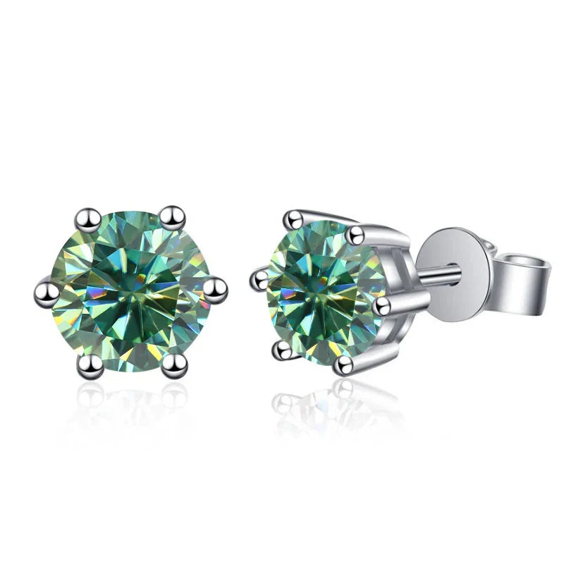 Moissanite Stud Earrings 1-6ct GRA Certified 21 Colors 925 Sterling Silver