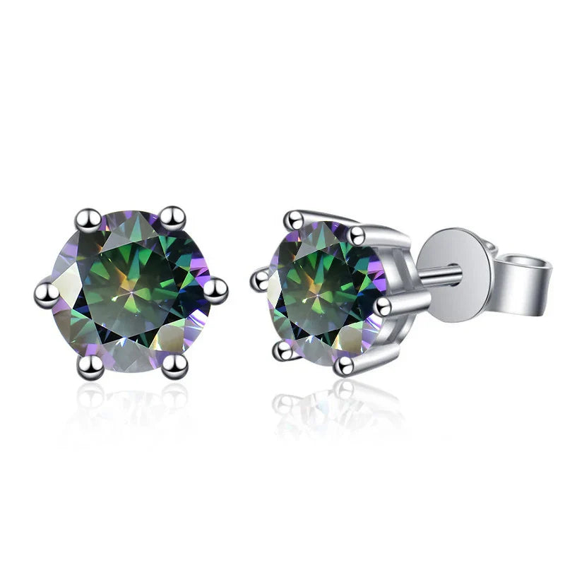 Moissanite Stud Earrings 1-6ct GRA Certified 21 Colors 925 Sterling Silver
