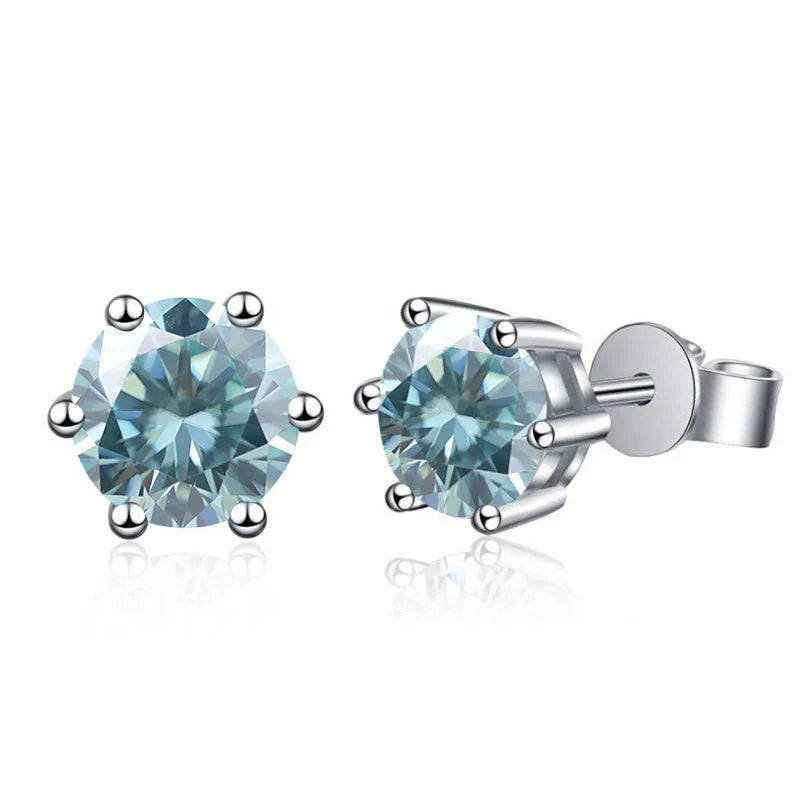 Moissanite Stud Earrings 1-6ct GRA Certified 21 Colors 925 Sterling Silver