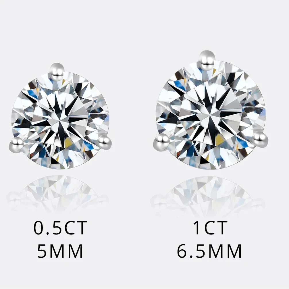 Moissanite Stud Earrings 925 Sterling Silver Small Classic Korean Fashion Gift