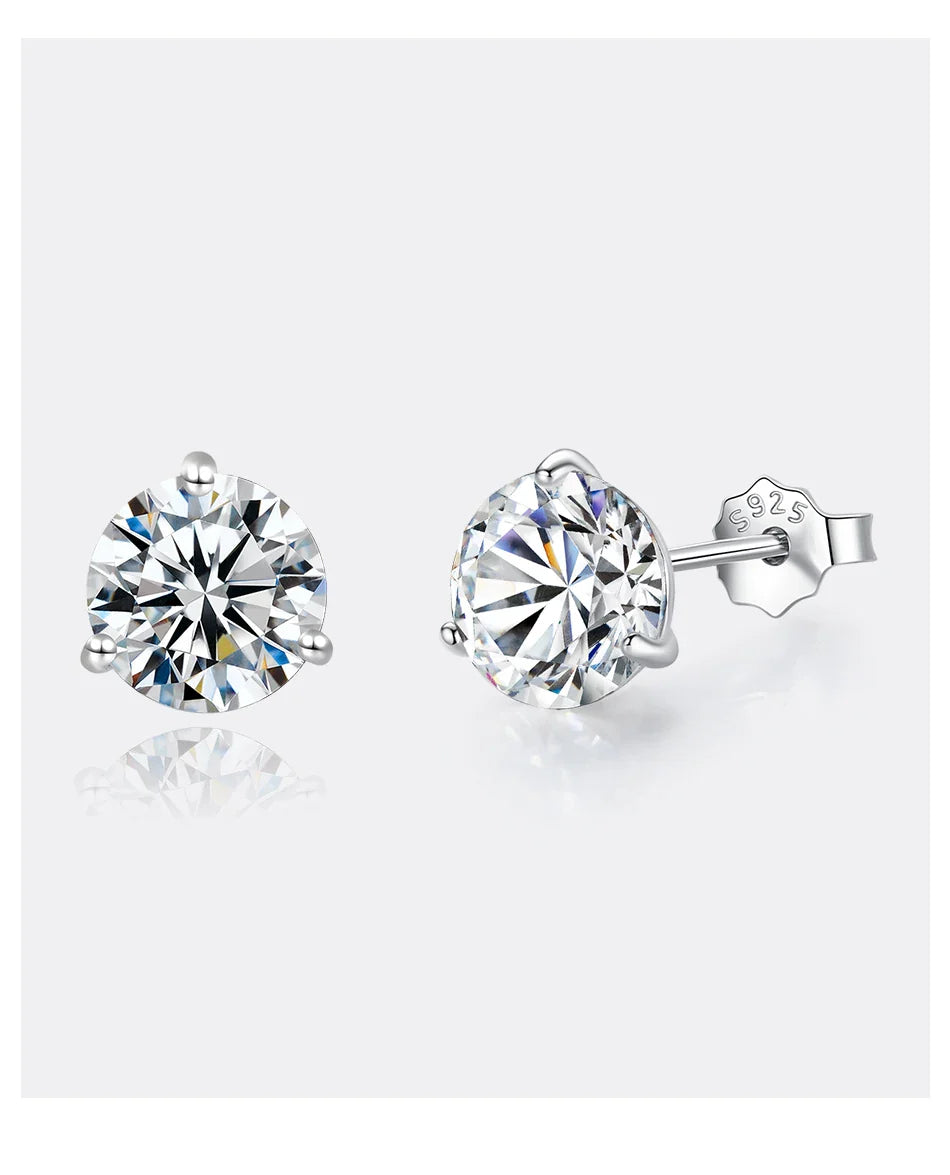 Moissanite Stud Earrings 925 Sterling Silver Small Classic Korean Fashion Gift