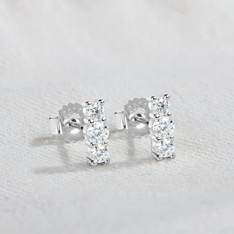 Moissanite Stud Earrings 925 Sterling Silver Mini Curved Climber Studs Women