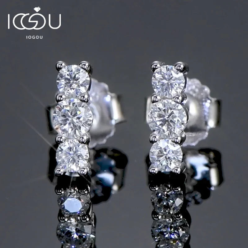 Moissanite Stud Earrings 925 Sterling Silver Mini Curved Climber Studs Women