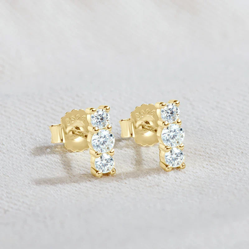 Moissanite Stud Earrings 925 Sterling Silver Mini Curved Climber Studs Women