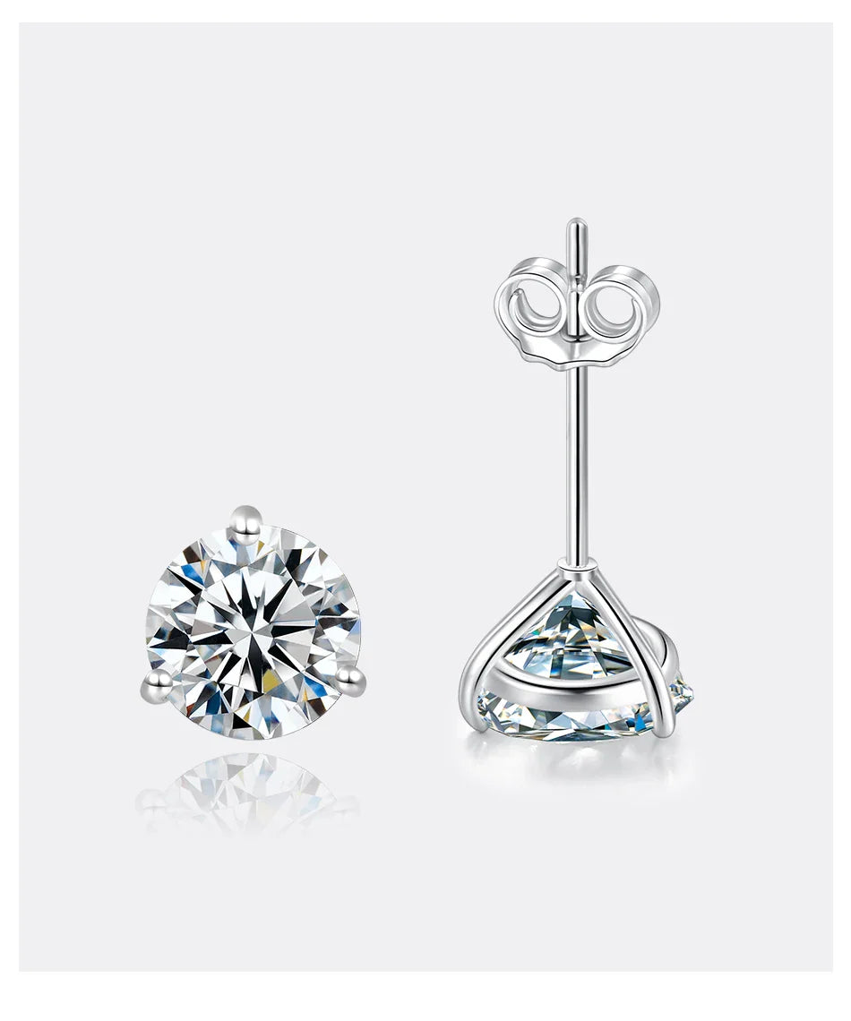 Moissanite Stud Earrings 925 Sterling Silver Small Classic Korean Fashion Gift