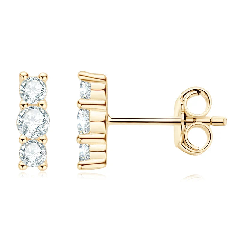 Moissanite Stud Earrings 925 Sterling Silver Mini Curved Climber Studs Women