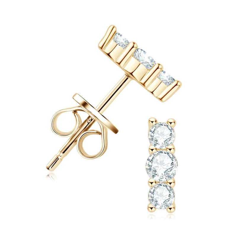 Moissanite Stud Earrings 925 Sterling Silver Mini Curved Climber Studs Women