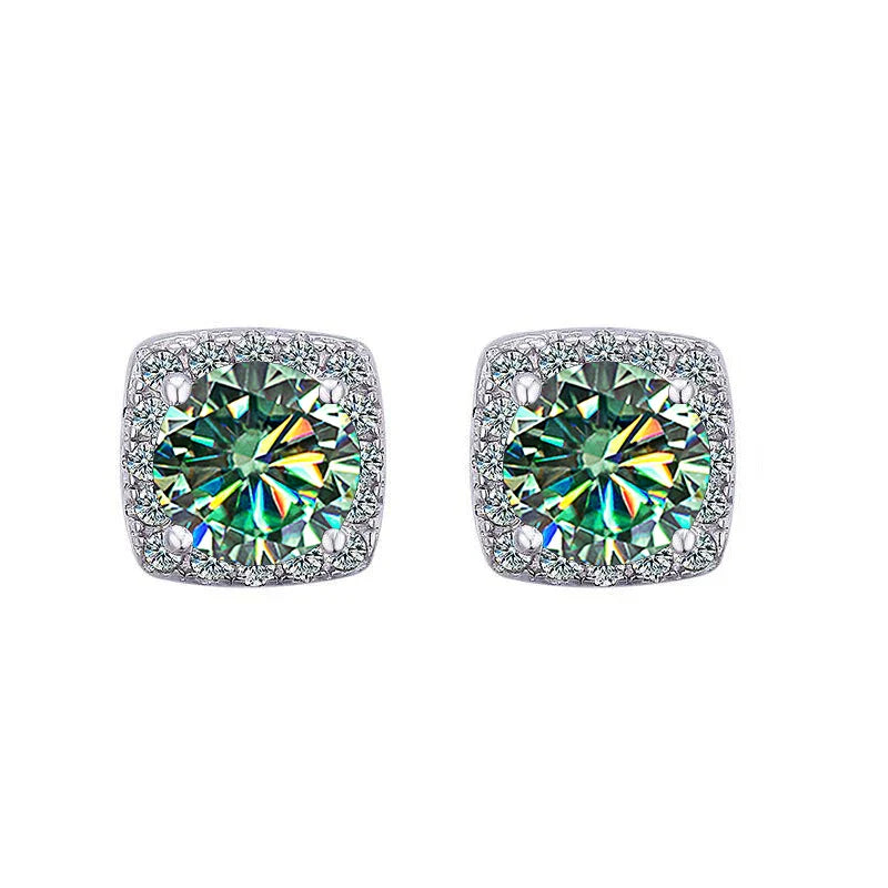 Moissanite Stud Earrings 925 Sterling Silver Round Cut Classic Women's Jewelry