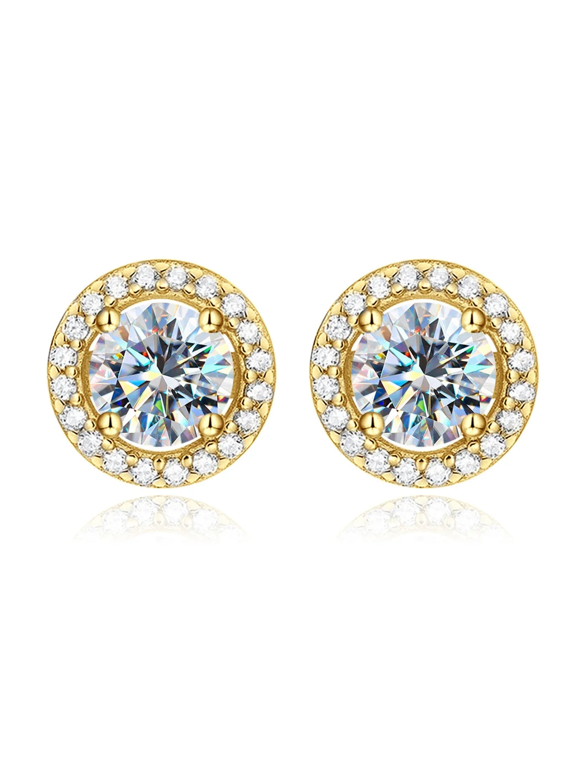 Moissanite Stud Earrings 925 Sterling Silver Round Halo Bridal Wedding Jewelry