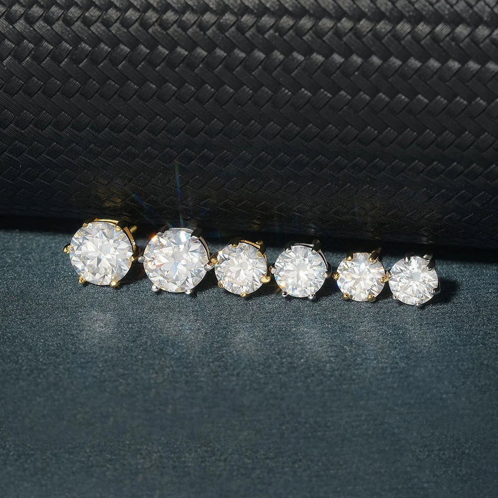 Moissanite Stud Earrings 1-6ct 21 Colors GRA Cert 925 Sterling Silver