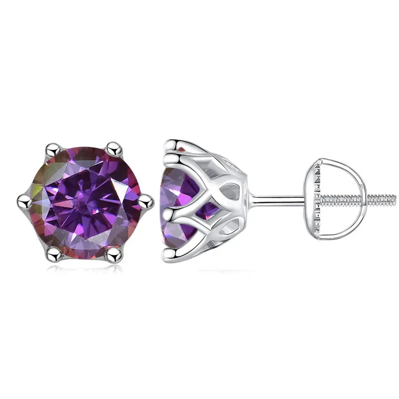Moissanite Stud Earrings 0.5-2CT S925 Sterling Silver 18K 6-Prong Screw Backs