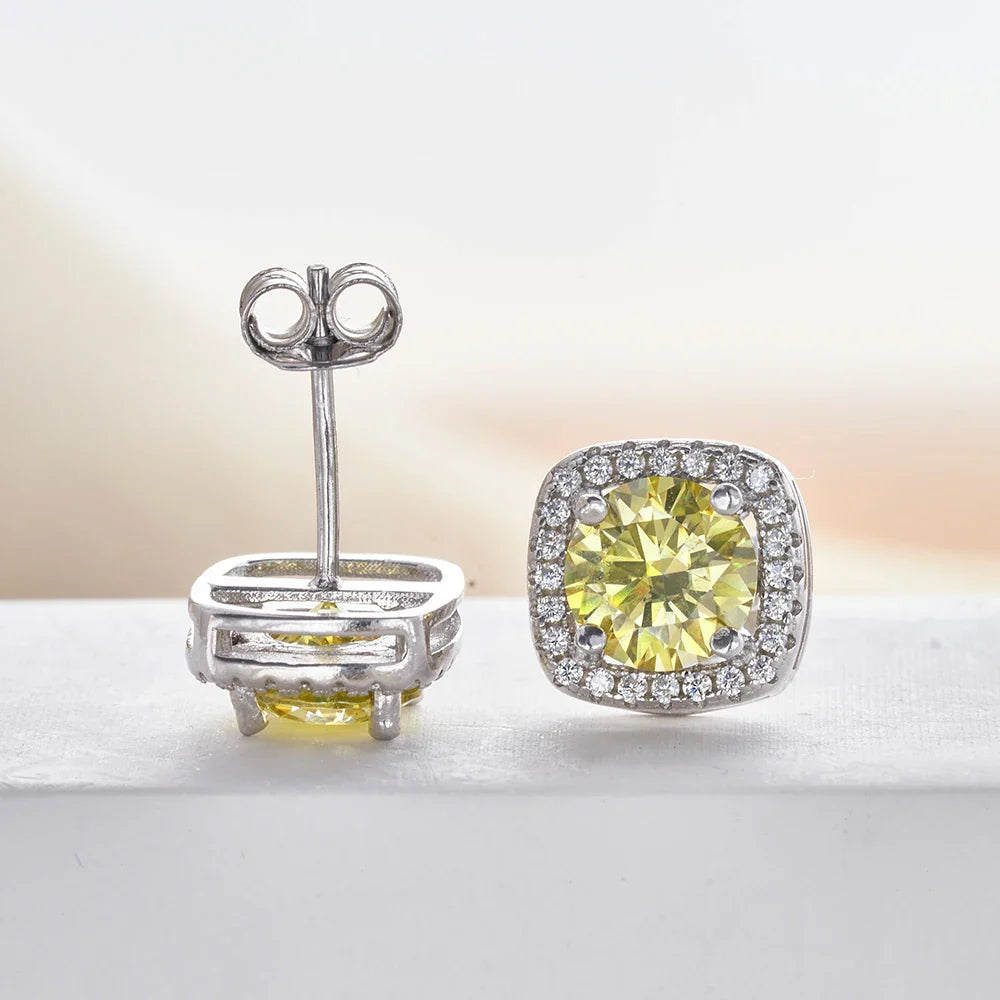 Moissanite Stud Earrings 925 Sterling Silver Round Cut Classic Women's Jewelry