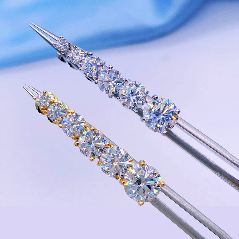 Moissanite Screw-Back Stud Earrings 0.5-2CT Four-Prong S925 Sterling Silver