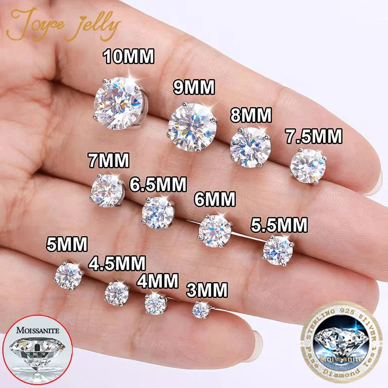 Moissanite Stud Earrings 0.1-3CT S925 Sterling Silver Platinum Plated Bride