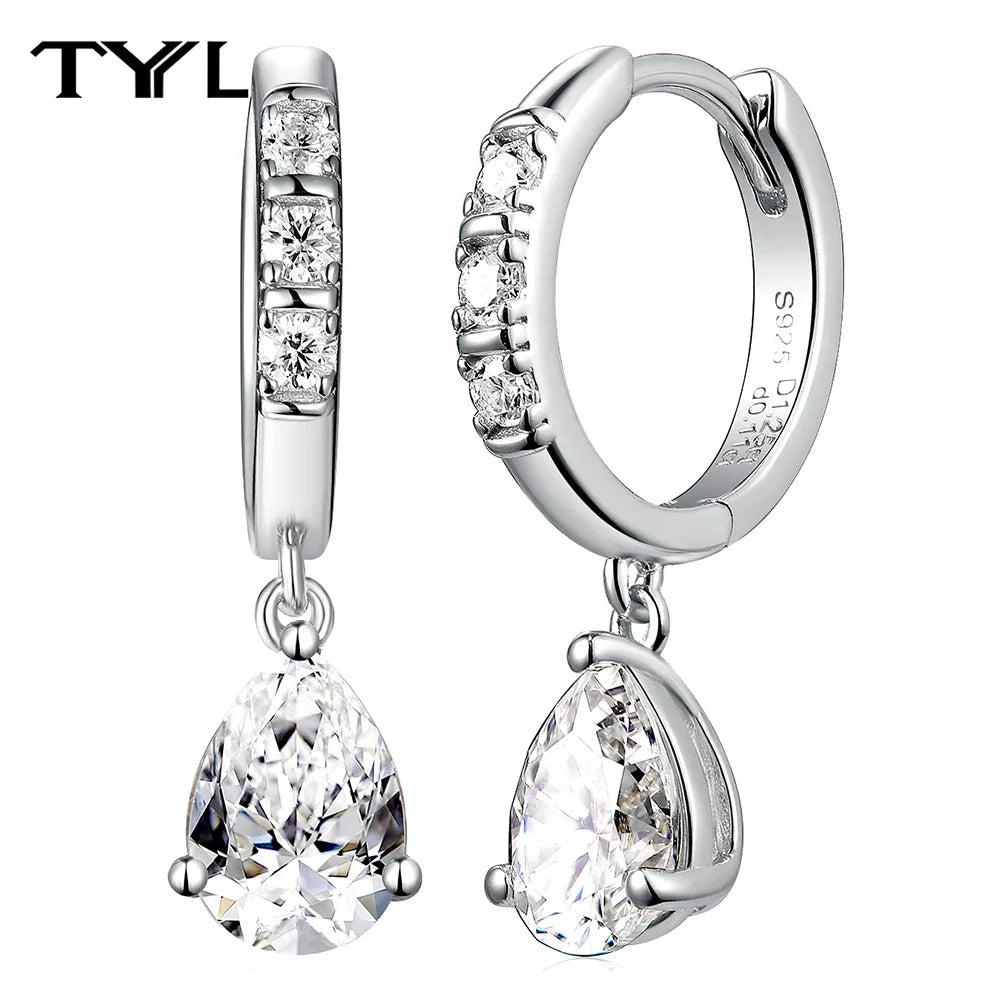 Moissanite VVS1 Drop Earrings 18K Gold Plated 925 Sterling Round Pear Square