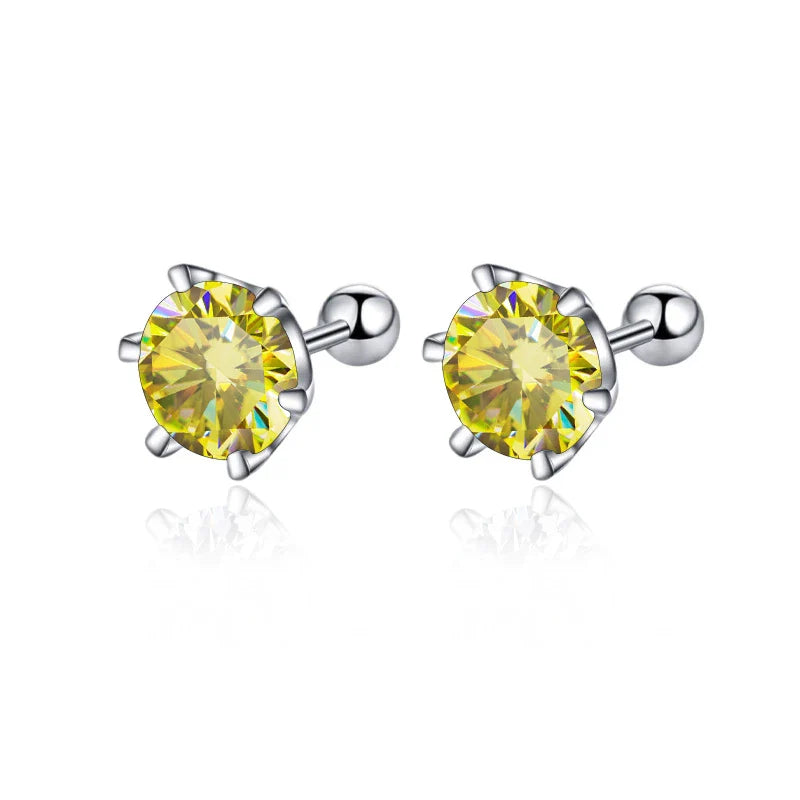 Moissanite Screw Stud Earrings 0.5-2ct D Color 925 Sterling Silver Wedding Studs