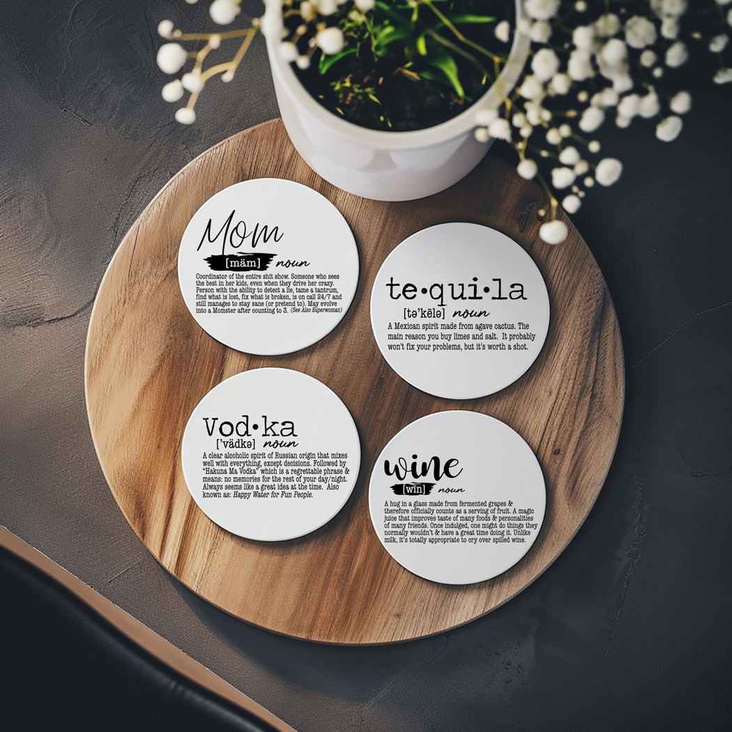 Adulting Coaster Gift Set 6 Pack Funny Quotes Coasters For Bar Countertop Decor And Display