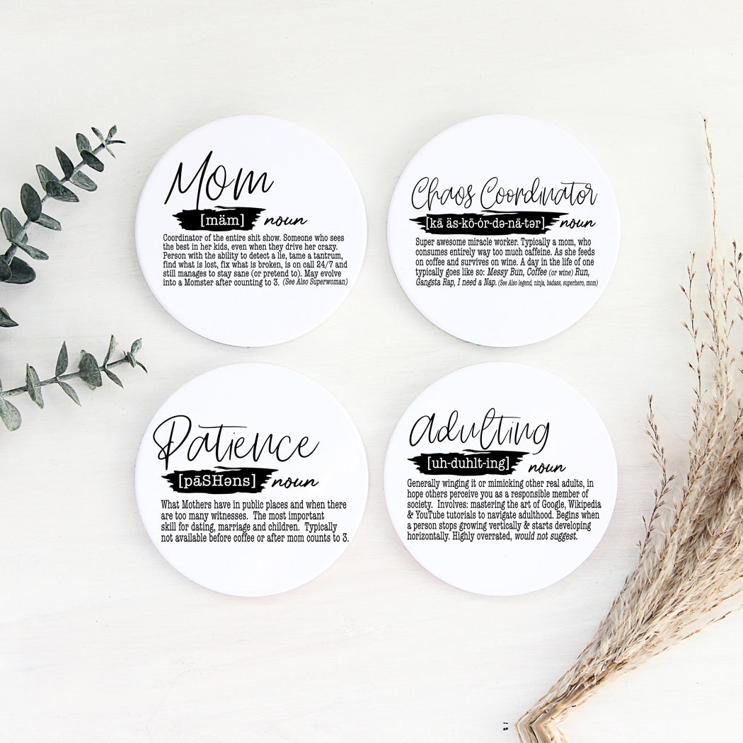 Adulting Coaster Gift Set 6 Pack Funny Quotes Coasters For Bar Countertop Decor And Display