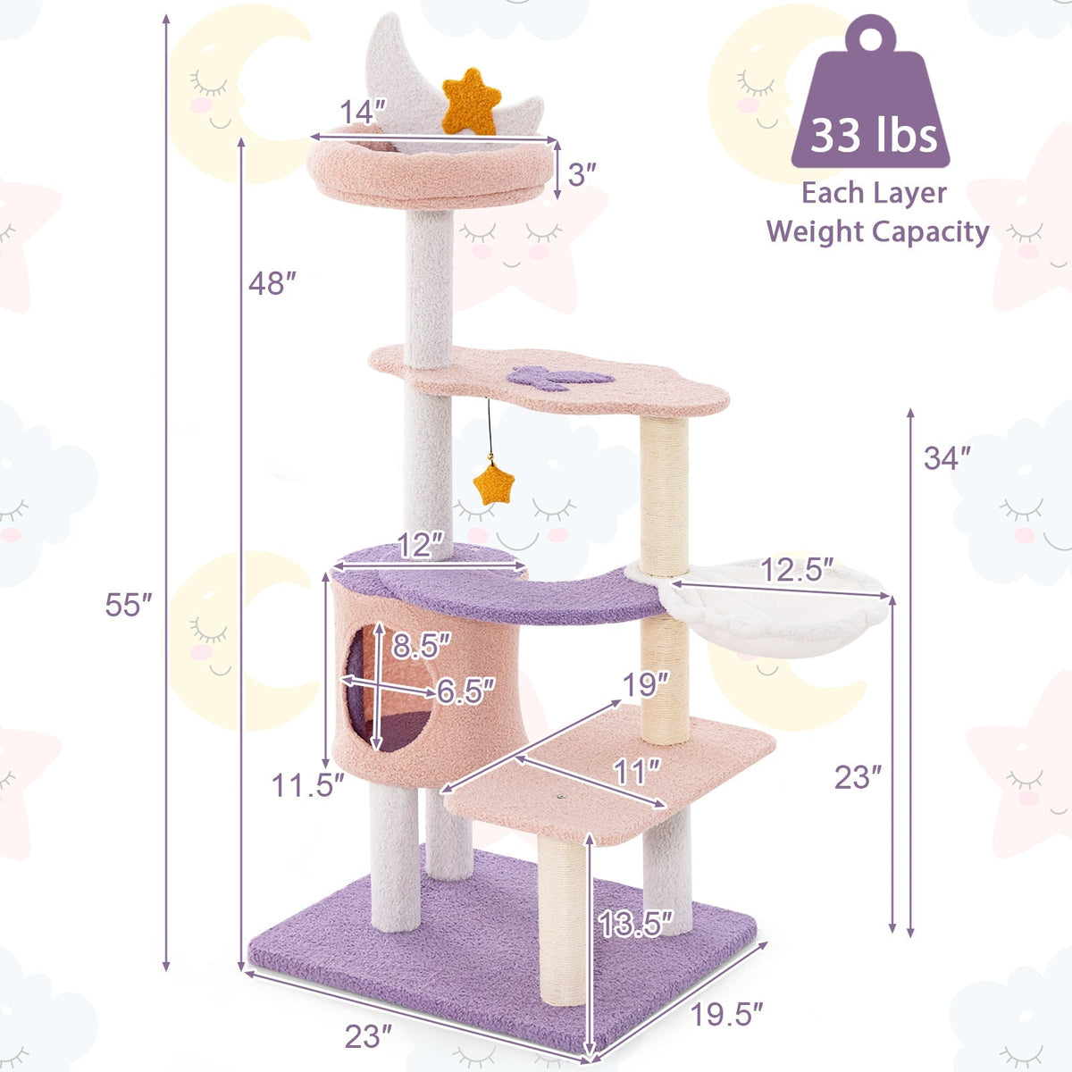 Torre multinivel para gatos con postes rascadores cubiertos de sisal