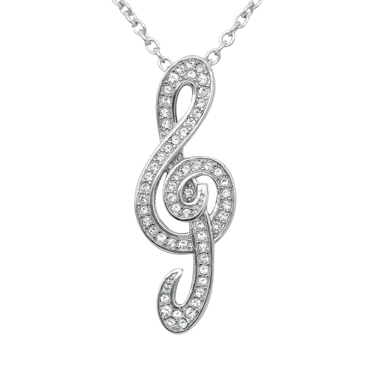Music Note Necklace Crystal Treble Clef Pendant Chain