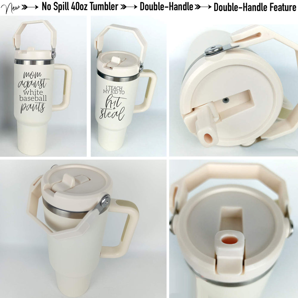 Mom Baseball Tumbler - Funny 'No White Baseball Pants' Insulated Sports Cup