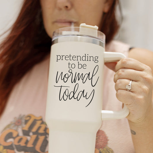 40oz Insulated Travel Tumbler Mug With Handle Lid Straw Funny Quote Double Wall