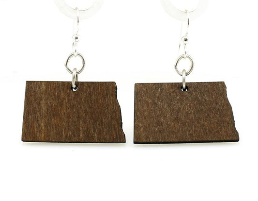 North Dakota State Wooden Earrings Minimalist Dangle