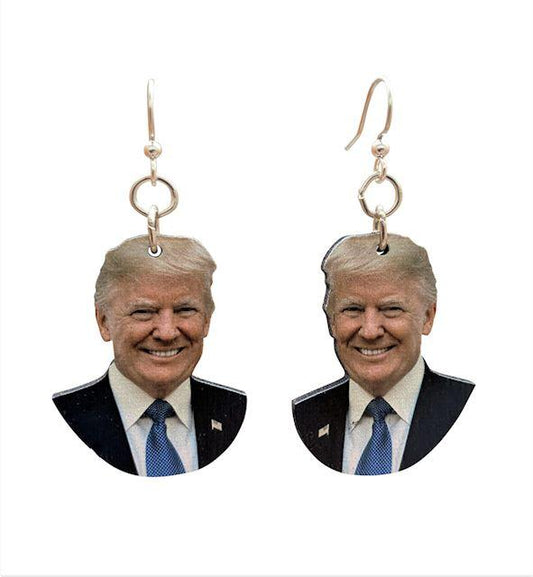 Novelty Patriotic Political Face Dangle Earrings For Fans