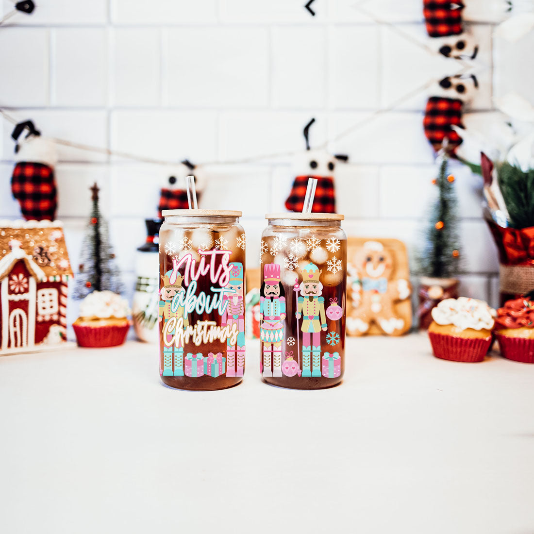 Nutcracker Pastel Holiday Nuts 17oz Tin Festive Christmas Gift Jar For Parties