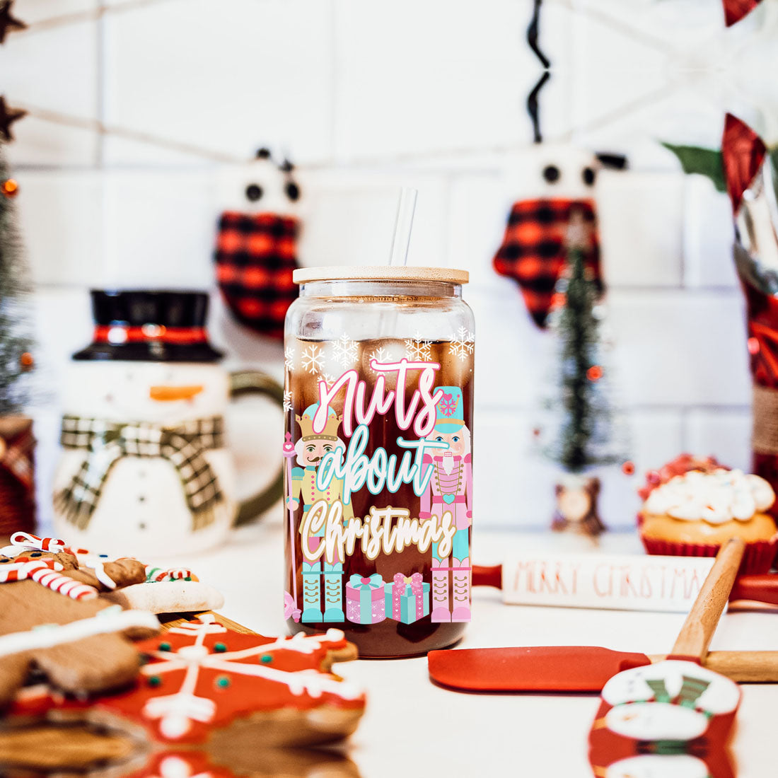 Nutcracker Pastel Holiday Nuts 17oz Tin Festive Christmas Gift Jar For Parties